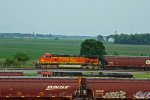 BNSF 5023 Dpu on a Sb loaded grain train!